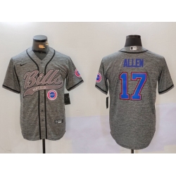 Men Buffalo Bills 17 Josh Allen Grey Team Cool Base Stitched Baseball Jersey 6