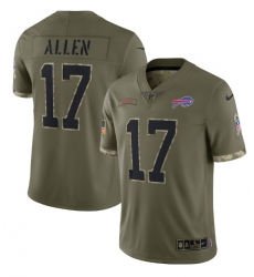 Men Buffalo Bills 17 Josh Allen Olive 2022 Salute To Service Limited Stitched Jersey