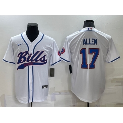 Men Buffalo Bills 17 Josh Allen White Cool Base Stitched Baseball Jersey