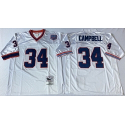 Men Buffalo Bills 34 Thurman Thomas White M&N Throwback Jersey