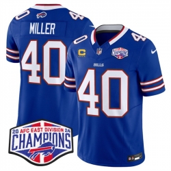 Men Buffalo Bills 40 Von Miller Royal F U S E  2024 AFC East Division Champions With 4 Star C Ptach Vapor Limited Stitched Football Jersey