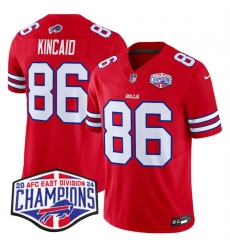 Men Buffalo Bills 86 Dalton Kincaid Red F U S E  2024 AFC East Division Champions Vapor Limited Stitched Football Jersey