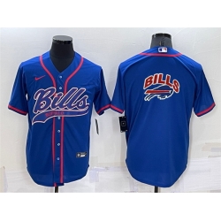 Men Buffalo Bills Royal Team Big Logo With Patch Cool Base Stitched Baseball Jersey