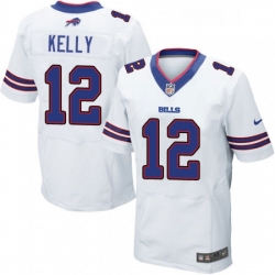 Mens Nike Buffalo Bills 12 Jim Kelly Elite White NFL Jersey