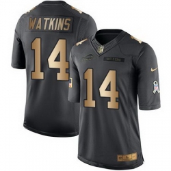 Nike Bills #14 Sammy Watkins Black Mens Stitched NFL Limited Gold Salute To Service Jersey