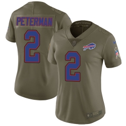 Nike Bills #2 Nathan Peterman Olive Womens Stitched NFL Limited 2017 Salute to Service Jersey