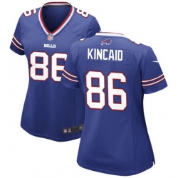 Women Buffalo Bills 86 Dalton Kincaid Blue Stitched Game Jersey