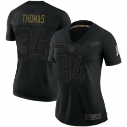 Women Buffalo Bills Thurman Thomas Black Limited 2020 Salute To Service Jersey