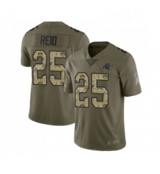 Mens Carolina Panthers 25 Eric Reid Limited Olive Camo 2017 Salute to Service Football Jersey