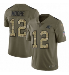 Mens Nike Carolina Panthers 12 DJ Moore Limited OliveCamo 2017 Salute to Service NFL Jersey