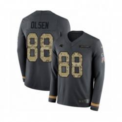 Mens Nike Carolina Panthers 88 Greg Olsen Limited Black Salute to Service Therma Long Sleeve NFL Jersey