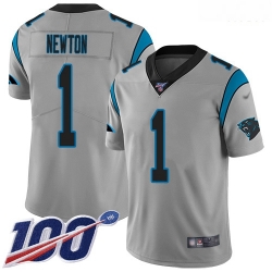 Panthers 1 Cam Newton Silver Men Stitched Football Limited Inverted Legend 100th Season Jersey