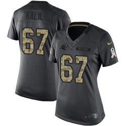 Nike Panthers #67 Ryan Kalil Black Womens Stitched NFL Limited 2016 Salute to Service Jersey