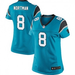 Nike Panthers #8 Brad Nortman Blue Team Color Women Stitched NFL Jersey