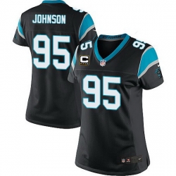 Nike Panthers #95 Charles Johnson Black Team Color Women Stitched NFL Jersey