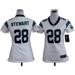 Women Nike Carolina Panthers #28 Jonathan Stewart White Nike NFL Jerseys