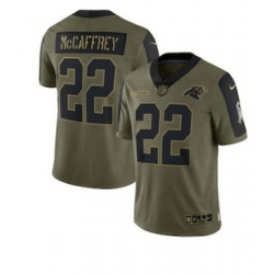 Youth Carolina Panthers 22 Christian McCaffrey Nike Olive 2021 Salute To Service Limited Player Jersey