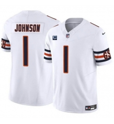 Men Chicago Bears 1 Jaylon Johnson White 2024 F U S E  With 1 Star C Patch Vapor Untouchable Limited Stitched Football Jersey