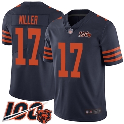 Men Chicago Bears 17 Anthony Miller Limited Navy Blue Rush Vapor Untouchable 100th Season Football Jersey