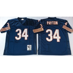 Men Chicago Bears 34 Walter Payton Navy M&N 1985 Throwback Jersey