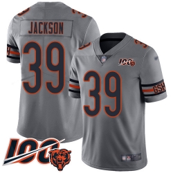 Men Chicago Bears 39 Eddie Jackson Limited Silver Inverted Legend 100th Season Football Jersey