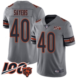 Men Chicago Bears 40 Gale Sayers Limited Silver Inverted Legend 100th Season Football Jersey