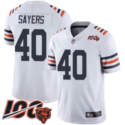 Men Chicago Bears 40 Gale Sayers White 100th Season Limited Football Jersey