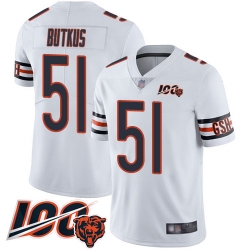 Men Chicago Bears 51 Dick Butkus White Vapor Untouchable Limited Player 100th Season Football Jersey