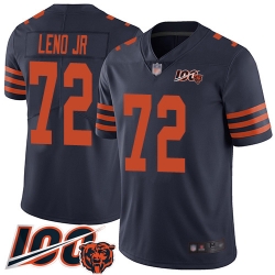 Men Chicago Bears 72 Charles Leno Limited Navy Blue Rush Vapor Untouchable 100th Season Football Jersey 