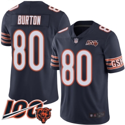 Men Chicago Bears 80 Trey Burton Navy Blue Team Color 100th Season Limited Football Jersey