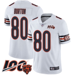 Men Chicago Bears 80 Trey Burton White Vapor Untouchable Limited Player 100th Season Football Jersey