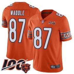 Men Chicago Bears 87 Tom Waddle Orange Alternate 100th Season Limited Football Jersey