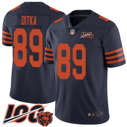 Men Chicago Bears 89 Mike Ditka Limited Navy Blue Rush Vapor Untouchable 100th Season Football Jersey