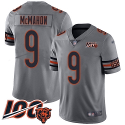 Men Chicago Bears 9 Jim McMahon Limited Silver Inverted Legend 100th Season Football Jersey