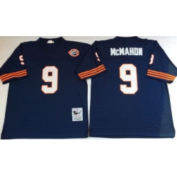 Men Chicago Bears 9 Jim McMahon Navy 1985 M&N Throwback Jersey