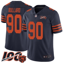 Men Chicago Bears 90 Jonathan Bullard Limited Navy Blue Rush Vapor Untouchable 100th Season Football Jersey