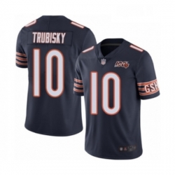 Mens Chicago Bears 10 Mitchell Trubisky Navy Blue Team Color 100th Season Limited Football Jersey