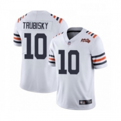 Mens Chicago Bears 10 Mitchell Trubisky White 100th Season Limited Football Jersey