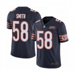 Mens Chicago Bears 58 Roquan Smith Navy Blue Team Color 100th Season Limited Football Jersey