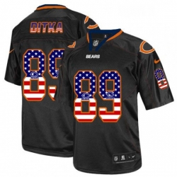 Mens Nike Chicago Bears 89 Mike Ditka Elite Black USA Flag Fashion NFL Jersey