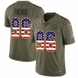 Mens Nike Chicago Bears 96 Akiem Hicks Limited OliveUSA Flag Salute to Service NFL Jersey