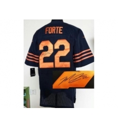 Nike Chicago Bears 22 Matt Forte Blue Elite Orange Number Signed NFL Jersey