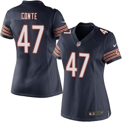 Nike NFL Chicago Bears #47 Chris Conte Navy Blue Women's Elite Team Color