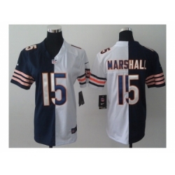 Nike women nfl jerseys chicago bears #15 marshall white-blue[Elite split]