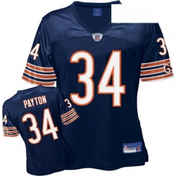 Reebok Chicago Bears 34 Walter Payton Blue Womens Team Color Replica Throwback NFL Jersey