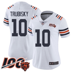 Women Chicago Bears 10 Mitchell Trubisky White 100th Season Limited Football Jersey