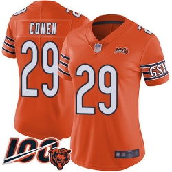 Women Chicago Bears 29 Tarik Cohen Orange Alternate 100th Season Limited Football Jersey