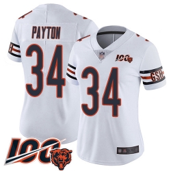 Women Chicago Bears 34 Walter Payton White Vapor Untouchable Limited Player 100th Season Football Jersey