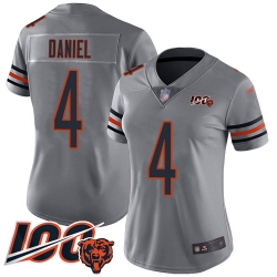 Women Chicago Bears 4 Chase Daniel Limited Silver Inverted Legend 100th Season Football Jersey