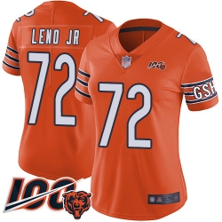 Women Chicago Bears 72 Charles Leno Orange Alternate 100th Season Limited Football Jersey